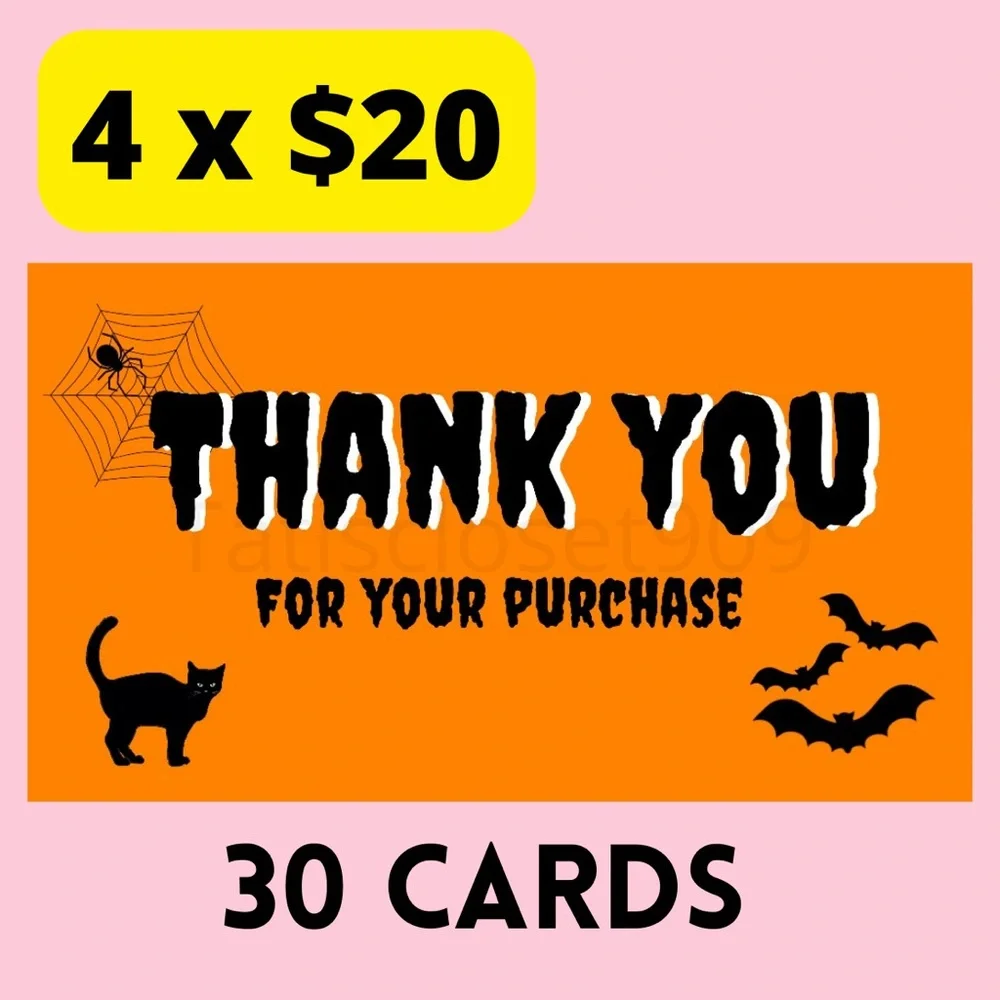 🎃 4x$20 //30 thank you glossy Halloween cards 3.5x2